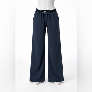 Fashion Gray Wide-Leg Lounge Pants with Logo Waistband